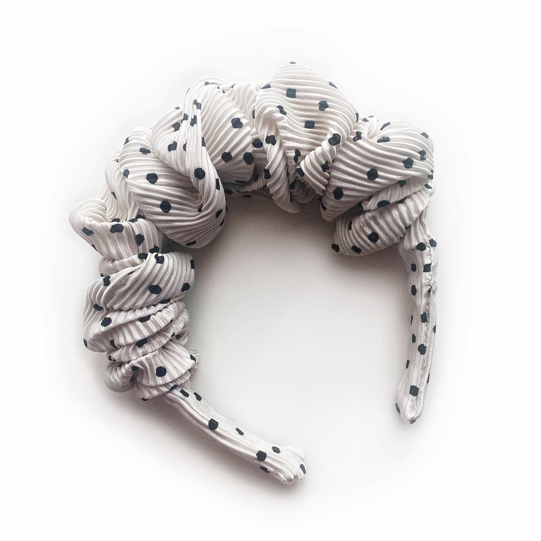NEW - Scrunchie Headband - White Dot