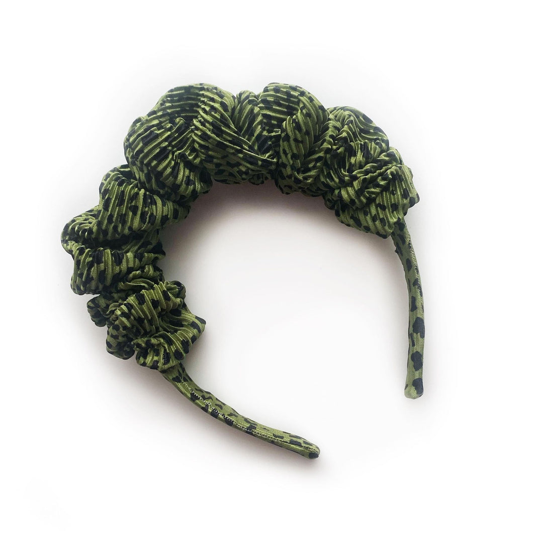 SALE - Scrunchie Headband - Olive Dot
