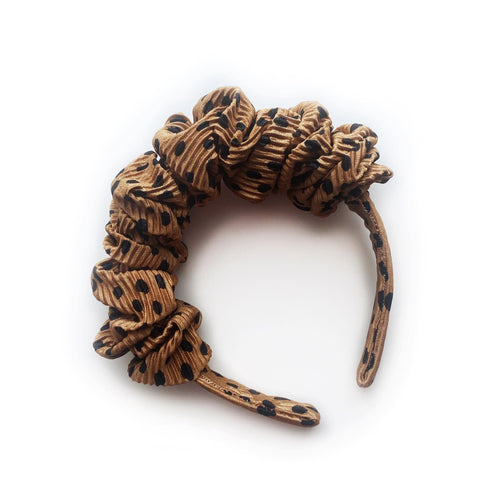NEW - Scrunchie Headband - Beige Dot