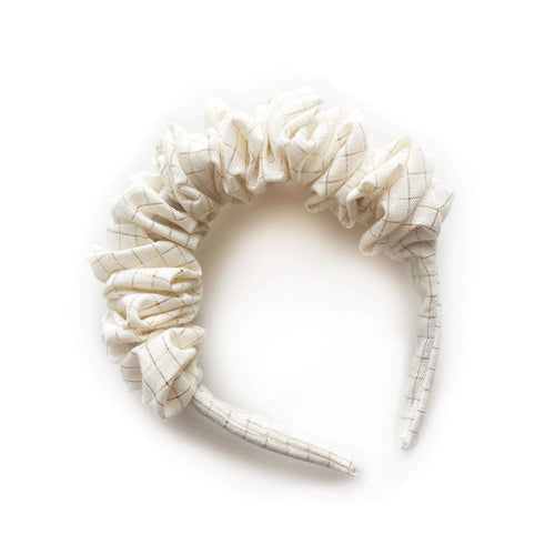 NEW - Scrunchie Headband - Gold & Cream Checker