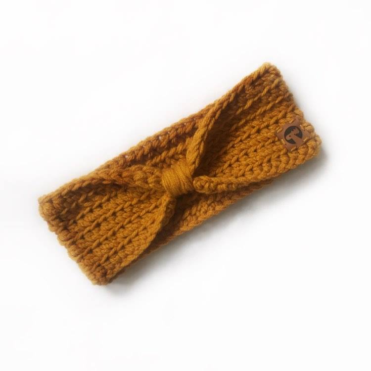 Knotted Crochet Headband - Mustard