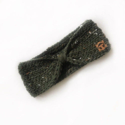 Knotted Crochet Headband - Forest Tweed