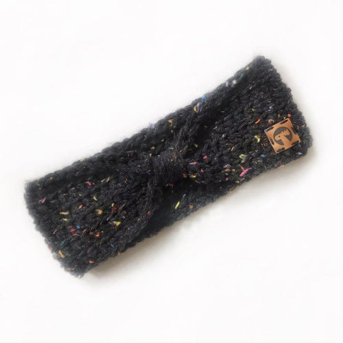 Knotted Crochet Headband - Black Funfetti