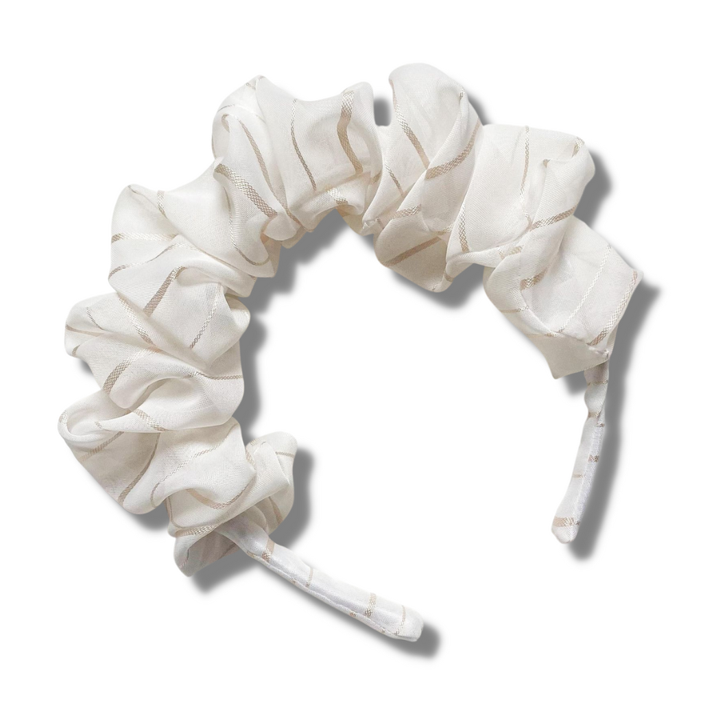 NEW - Scrunchie Headband - Sheer & Gold Stripe